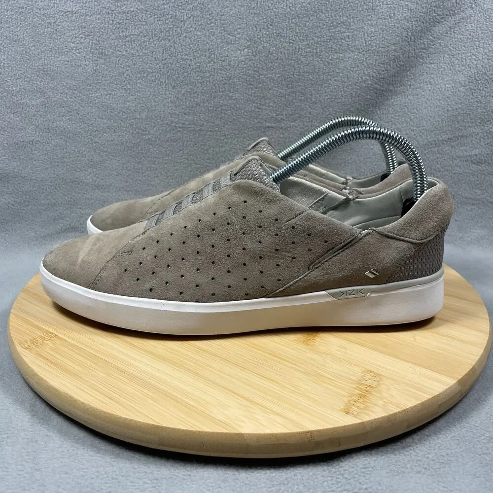 Kizik Miami Womens 9.5 M Taupe Suede Shoes Hands Free Slip On Comfort Sneakers